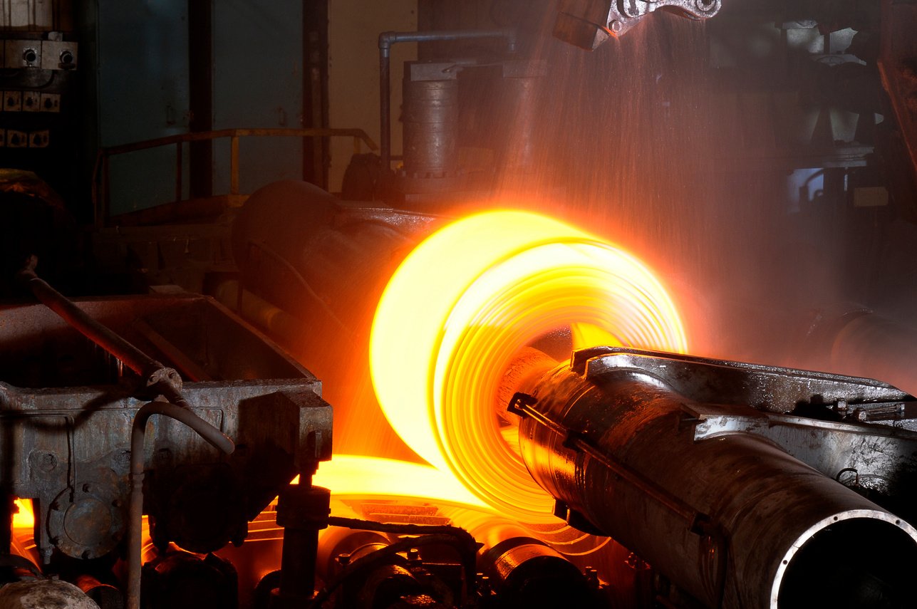 Golden hot rolling steel compressed in sheet.